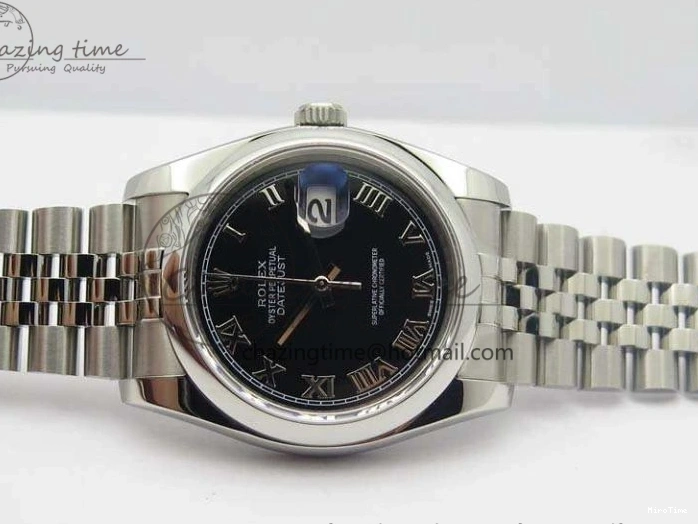 MiroTime 0223 DateJust 36mm SS 116200 ARF 1:1 Best Edition Black Roman Dial On 904L SS Jubilee Bracelet SA FlexibleFit 3519